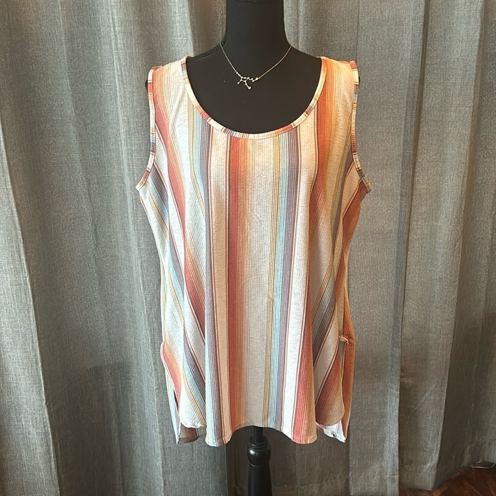 Peach and White Striped Liberty Love Tank